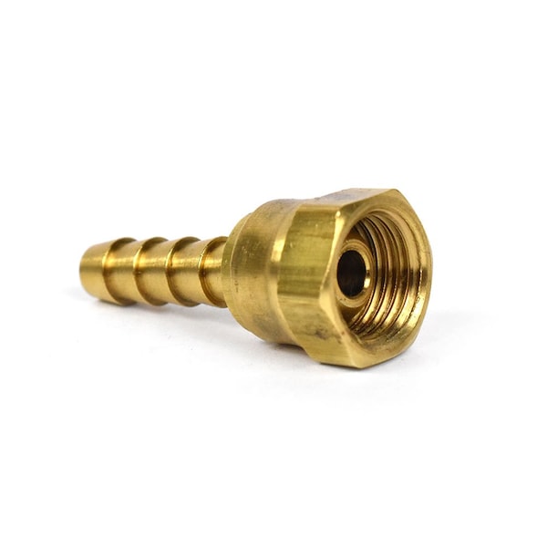 Interstate Pneumatics Brass Hose Fitting, Connector, 1/4 Inch Swivel Barb x 1/4 Inch Female NPT End, PK 6 FFS144-D6 - main